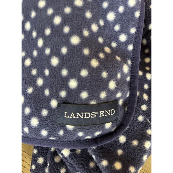 LANDS END Fleece Navy/White Polka Dot Set S/M - Picture 8 of 8